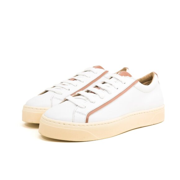 Sylven New York Mel Apple Leather Sneaker - White and Rose Size 41 (US 11) - Picture 2 of 6